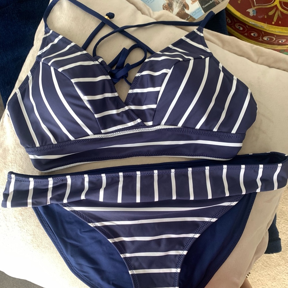Vineyard Vines Navy and White Striped Bikini Set